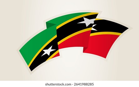 Saint Kitts and Nevis Flag in Abstract Ribbon Shape, National Symbol of the Saint Kitts and Nevis. This vector is ideal for use in national events, Independence Day, international sports competitions.