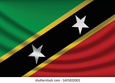 Saint Kitts and Nevis flag background with cloth texture.Saint Kitts and Nevis Flag vector illustration eps10. - Vector