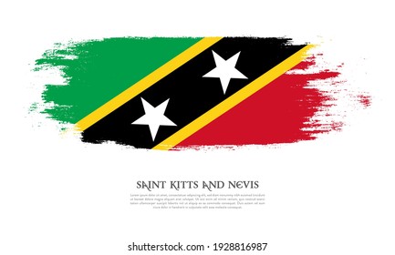 Saint Kitts and Nevis flag brush concept. Flag of Saint Kitts and Nevis grunge style banner background