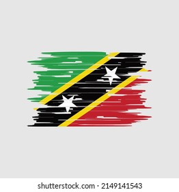 Saint Kitts and Nevis Flag Brush Vector. National Flag