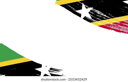 Saint Kitts and Nevis Flag with Brush Stroke Effect, Grunge brush stroke. Watercolor painting flag design.