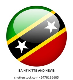 SAINT KITTS AND NEVIS flag button on white background