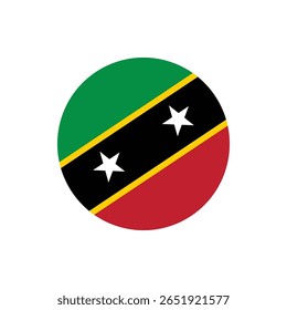 Botão da Bandeira de São Cristóvão e Névis. Ícone da bandeira de São Cristóvão e Névis. Símbolo da bandeira de São Cristóvão e Neves Vetor para a celebração do dia da independência PNG sobre fundo transparente.