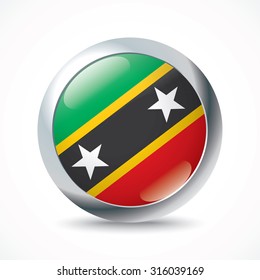 Saint Kitts and Nevis flag button - vector illustration