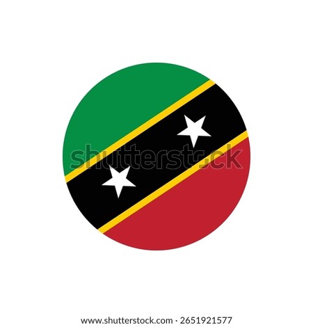 Saint Kitts and Nevis Flag Button. Saint Kitts and Nevis Round flag icon. Saint Kitts and Nevis flag badge Vector for independence day celebration PNG on transparent background.