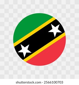 Saint Kitts and Nevis flag - circle vector flag isolated on checkerboard transparent background