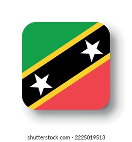 Saint Kitts and Nevis flag - flat vector square with rounded corners and dropped shadow.