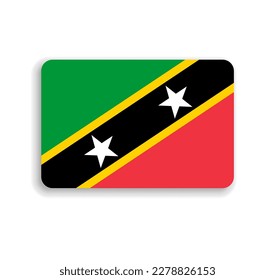 Saint Kitts and Nevis flag - flat vector rectangle with rounded corners and dropped shadow.