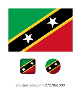Saint kitts and Nevis Flag Flat Icons Collection