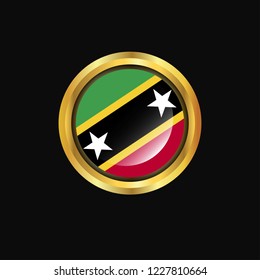 Saint Kitts and Nevis flag Golden button