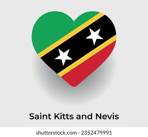 Saint Kitts and Nevis flag heart shape country icon vector illustration