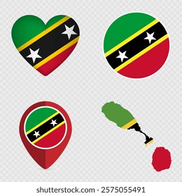 Saint Kitts and Nevis Flag Icons Pack. Vector illustration.