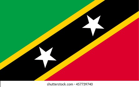 Saint Kitts and Nevis flag isolated vector in official colors and Proportion Correctly.