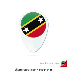 Saint Kitts and Nevis flag location map pin icon on white background. Vector Illustration.