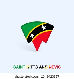 Saint Kitts and Nevis Flag Map Pointer Design with Shadow. Vector illustrator.