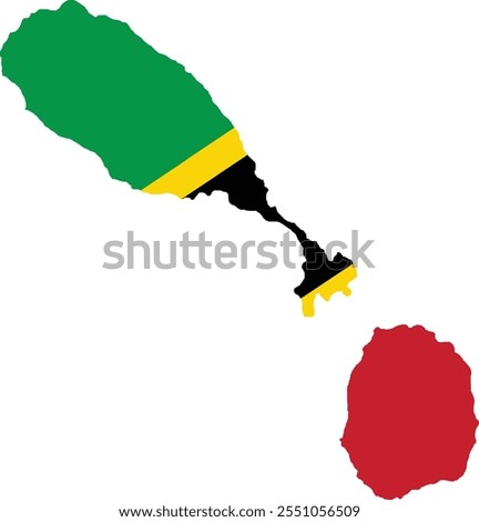 Saint Kitts Nevis Flag in Map, Saint Kitts  Nevis Map with Flag, Nation Flag of Saint Kitts  Nevis, Saint Kitts Nevis map