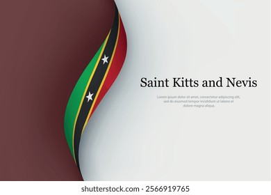 Saint Kitts and Nevis flag on Waving ribbon. Template for independence day