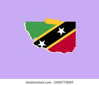 Saint Kitts And Nevis flag paper texture, single-piece element, vector design, Saint Kitts And Nevis flag taped on wall, decoration or celebration idea