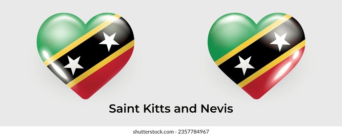 Saint Kitts and Nevis flag realistic glas heart icon vector illustration