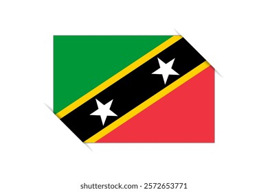 Saint Kitts and Nevis flag - rectangle colorful flag representing a country cultural identity and heritage. The essence of national pride and unity. Attached by the corners in a paper album