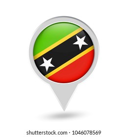 Saint Kitts and Nevis Flag Round Pin Icon. Vector icon.