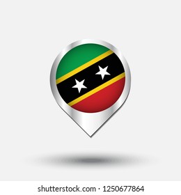 Saint Kitts and Nevis Flag Round Pin Icon. Vector icon.