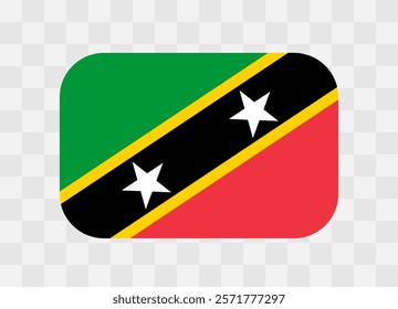 Saint Kitts and Nevis flag - rounded rectangle colorful flag representing a country cultural identity and heritage. The essence of national pride and unity. Vector flag on transparent background.