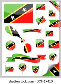 Saint Kitts and Nevis Flag Set - Vector Collection