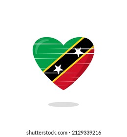 Saint kitts and nevis flag shaped love illustration. Floating flag love icon. Nationality concept.
