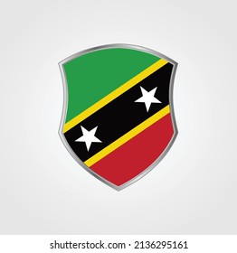 Bandera de Saint Kitts y Nevis con marco blindado. Bandera nacional