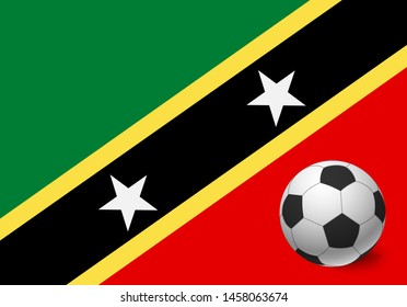Saint Kitts and Nevis flag and soccer ball. National football background. Soccer ball with flag of Saint Kitts and Nevis vector illustration