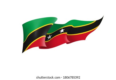 Símbolo del estado de la bandera de Saint Kitts y Nevis aislado en un cartel nacional de fondo. Tarjeta de saludo Día Nacional de la Independencia de la Federación Saint Christopher y Nevis. pancarta con una bandera de estado realista.