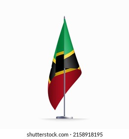 Símbolo del estado de la bandera de Saint Kitts y Nevis aislado en un cartel nacional de fondo. Tarjeta de saludo Día Nacional de la Independencia de la Federación Saint Christopher y Nevis. pancarta con una bandera de estado realista.