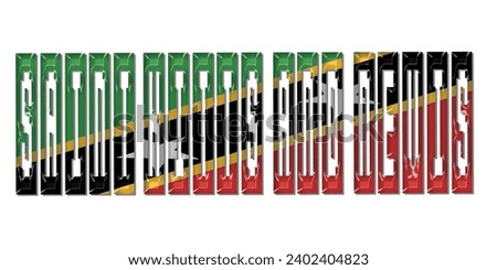 SAINT KITTS AND NEVIS flag text font, 3D SAINT KITTS AND NEVIS flag colorful background, SAINT KITTS AND NEVIS flag vector illustration