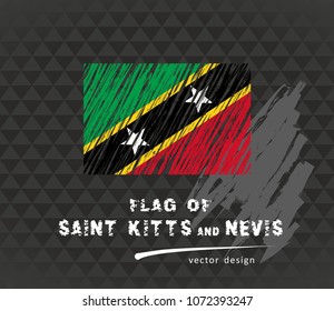 Saint Kitts and Nevis flag, vector sketch hand drawn illustration on dark grunge background