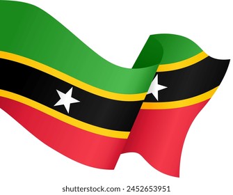 Saint Kitts and Nevis flag wave isolated on png or transparent background vector illustration.