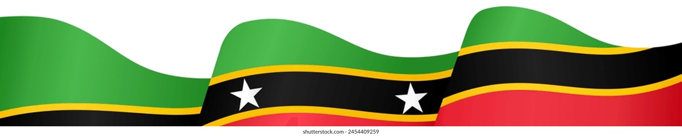 Saint Kitts and Nevis flag wave isolated on png or transparent background vector illustration.
