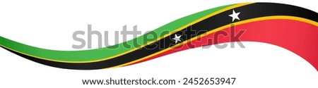 Saint Kitts and Nevis flag wave isolated on png or transparent background vector illustration.