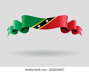 Bandera de Saint Kitts y Nevis ondeando fondo abstracto. Ilustración vectorial.