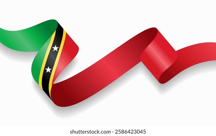 Saint Kitts and Nevis flag wavy abstract background. Vector illustration.