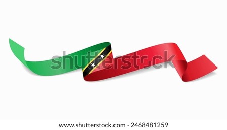 Saint Kitts and Nevis flag wavy abstract background. Vector illustration.