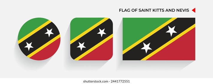 Saint Kitts and Nevis Flags arranged in round, square and rectangular shapes