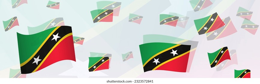 Saint Kitts and Nevis flag-themed abstract design on a banner. Abstract background design with National flags. Vector illustration.