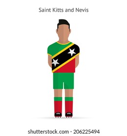 Saint Kitts and Nevis football player. Soccer uniform. Vector illustration.