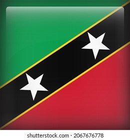 Saint Kitts and Nevis Glossy 3D Square Country Flag Icon
