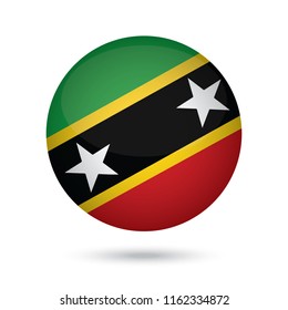 Saint Kitts and Nevis glossy round button. Vector Illustration EPS10.