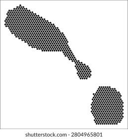 Saint Kitts and Nevis hexagon map. Plain black and white dotted shape template. Country tiny hexagon cells. Saint Kitts and Nevis flat honeycomb template. Vector Illustration.