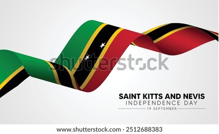 Saint Kitts and Nevis Independence Day 19 September flag ribbon vector poster