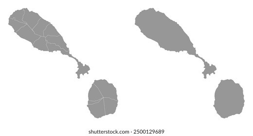 Saint Kitts and Nevis map with administrative divisions.