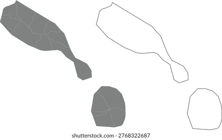 Saint Kitts and Nevis map, administrative divisions, territorial boundaries, island shapes, outline, vector illustration, Caribbean geography, country divisions